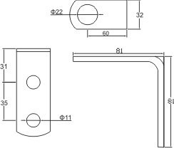 ø57型PB - 鐵架式尺寸圖 T=4.4mm
