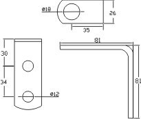 ø45型PB - 鐵架式尺寸圖 T=4.4mm