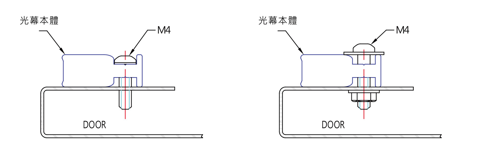 EL-A系列安全門電梯專用光幕 光幕安裝固定方式
